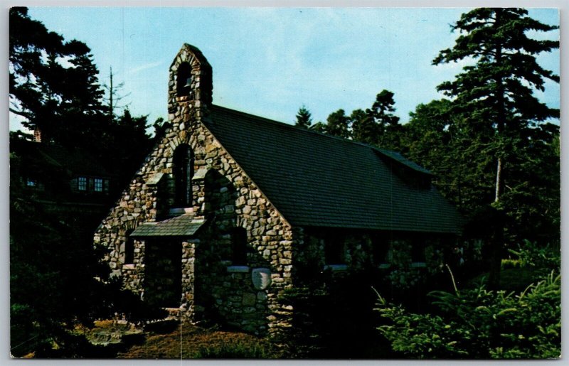 Vtg Ocean Point Maine ME Wilson Memorial Chapel Stone Church View Postcard