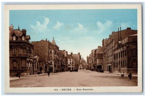 Reims France Postcard Buildings Standing in Rue Buirette c1930's Vintage