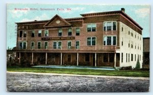 LIVERMORE FALLS, ME Maine ~ Street View RIVERSIDE HOTEL  1912 Prilay Postcard