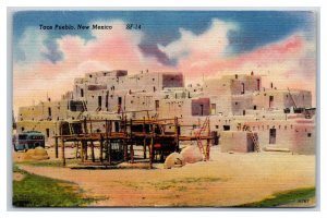 Taos Pueblo Taos New Mexico Linen Postcard S15