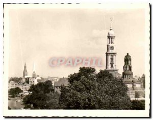 Modern Postcard Hamburg Michel Bismarckdenkmal St Petri und Rothaus