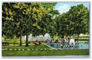 c1960s Children's Wading Pool Highland Park Meridian MO Unposted Trees Postcard