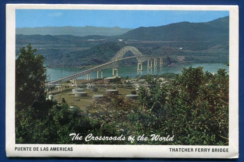 Republic of Panama Canal Spanish titles views postcard folder 