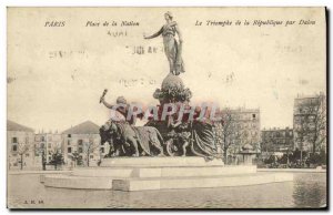 Old Postcard Paris Place de la Nation The Triumph of the Republic by Dalon