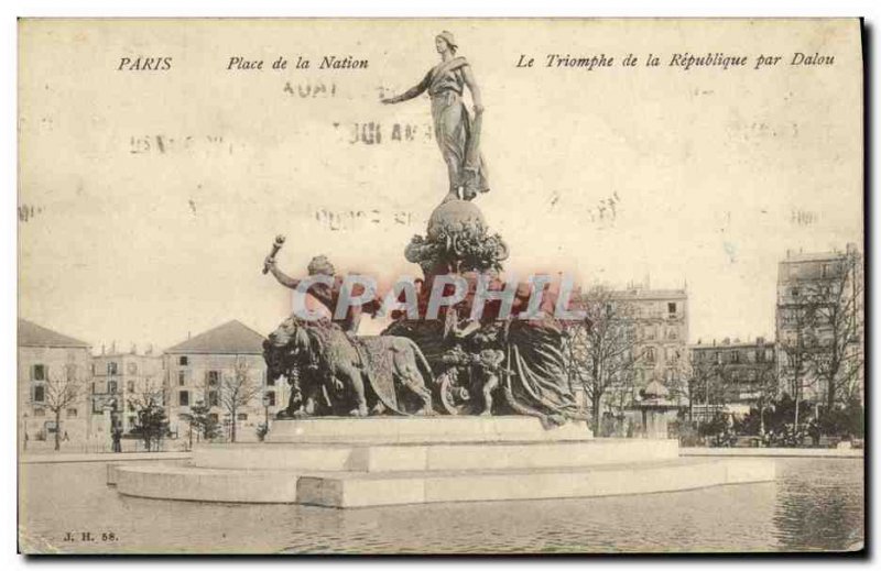 Old Postcard Paris Place de la Nation The Triumph of the Republic by Dalon
