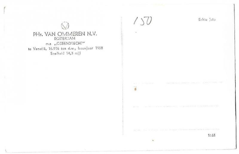 M.s. Ossendrecht Ship Nautica Real Photo Postcard 01.21