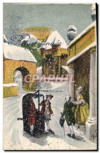 Old Postcard Fantasy Illustrator Happy new year