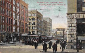 Riverside Avenue Streetcars Spokane Washington 1910c postcard