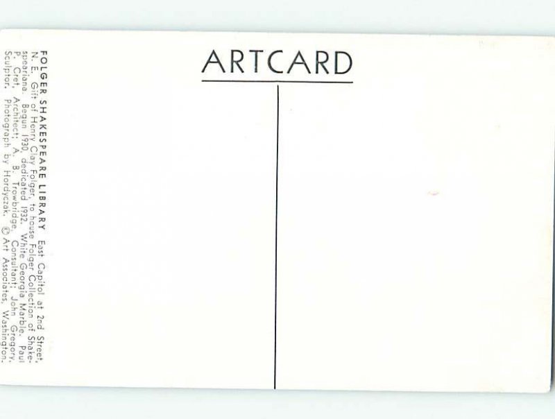 1940's SHAKESPEARE LIBRARY Washington DC AF1822