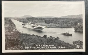 Mint Real Picture Postcard USS Shangrila Transiting The Panama Canal