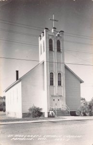 St Margaret's Catholic Church Pembine Wisconsin 1959 RPPC Real Photo postcard