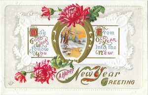 May Good Luck Follow You from Old Year into the New Embossed 1923