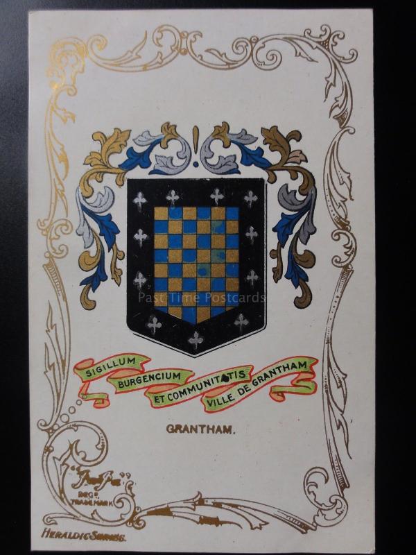 Lincolnshire: GRANTHAM - Heraldic Coat of Arms c1905 - Pub by Ja-Ja