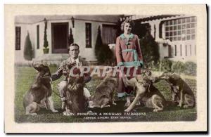 Postcard Modern Cinema Mary Pickford & Douglas Fairbanks Dog Dogs TOP