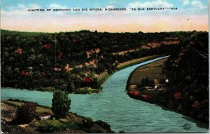 Junction Kentucky Dix Rivers Highbridge Old KY Linen Postcard VTG UNP EC Kropp 