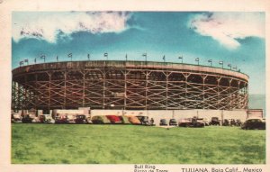 Vintage Postcard Bull Ring Plaza De Toros Tijuana Baja Mexico Motel Martines Pub