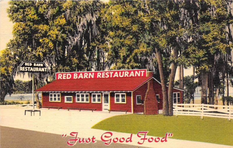 B2 Lake City Florida Fl Postcard Linen Red Barn Restaurant