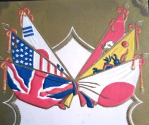 Antique PC Flag Japan US UK Siam Elephant Old Korea Taegukgi Qing China Dragon