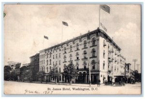 1909 St. James Hotel Exterior Building Washington D.C. Vintage Antique Postcard 