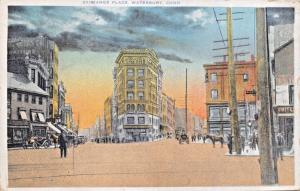 WATERBURY CONNECTICUT~EXCHANGE PLACE-ARTIST DRAWN PHOTO POSTCARD 1920s