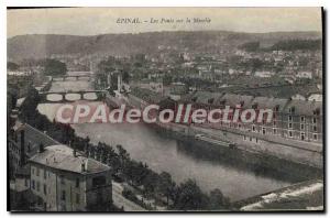 Old Postcard Epinal Bridges On The Moselle