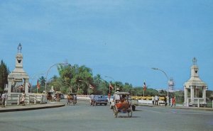 Traffic Taxis On Nawarat Bridge Thailand Postcard