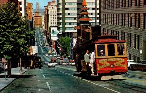 California San Francisco Cable Car Looking Down California Street