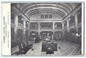 c1910's Lobby Hotel Interior View Adams Phoenix Arizona AZ Antique Postcard 