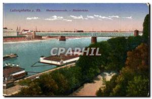 Germany Old Postcard Ludigshafen am Rhein Rheinpromenade Rheinbrucke