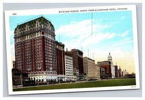 Vintage 1920s Postcard Michigan Avenue North Blackstone Hotel, Chicago, Illinois