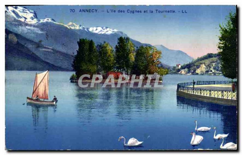 Postcard Old Annecy L'Ile des Cygnes and the Spinner