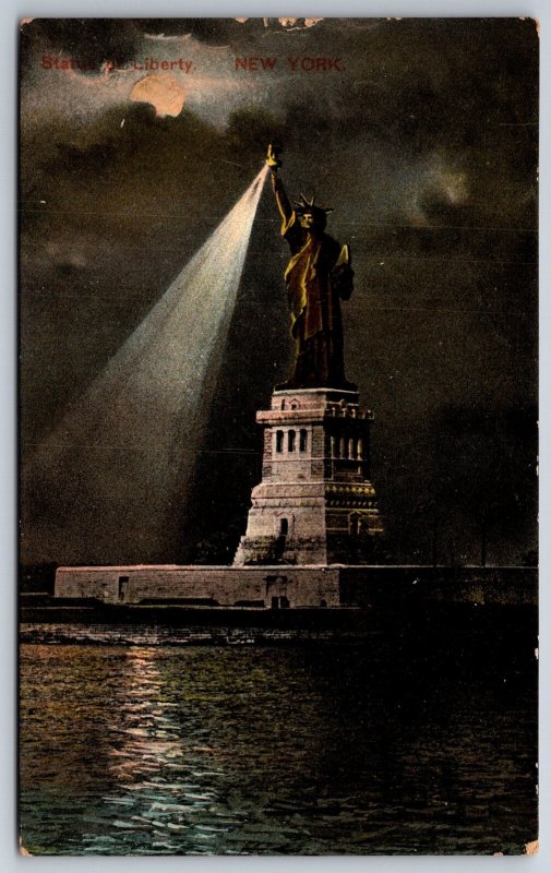 New York City~Statue of Liberty @ Night~1907 Postcard