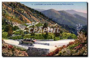 Postcard Old Luceram laces road Peira Cava Automotive