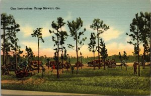 Vtg Gun Instruction Training Army Camp Fort Stewart Georgia GA 1940s Postcard