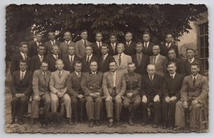 RPPC Military Men Officers Large Group Organization Real Photo Postcard M25