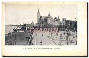 Old Postcard Antwerp L & # 39Embarcadere Steen And The Rose d & # 39or Bridge...