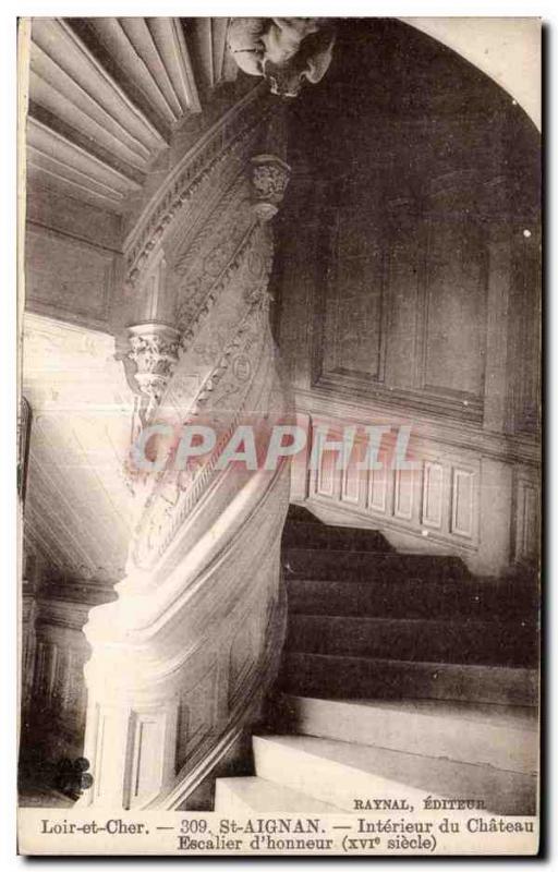 Postcard Old St Aignan Inside the castle honor Staircase