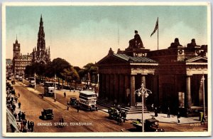 1938 Princes Street Edinburgh Scotland Buildings Castles Buses Posted Postcard