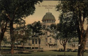 El Paso Texas TX City Hall Horse Wagon 1900s-10s Postcard