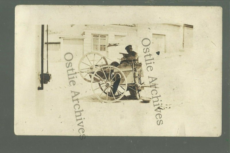 RPPC c1910 KNIFE SHARPENER Sharpening WAGON Street Scene OCCUPATIONAL Worker