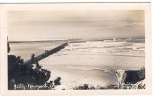 OR   NEWPORT   JETTY   1951 CHRISTIA  RPPC postcard