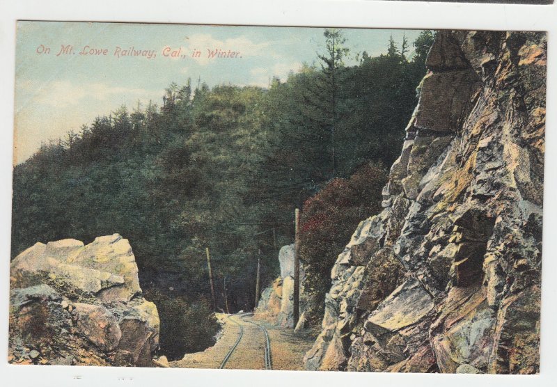 P2241, old postcard on mt. lowe railway in winter, calif