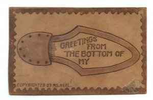 Greetings From The Bottom Of My (Sole) Vintage LEATHER Standard View Postcard