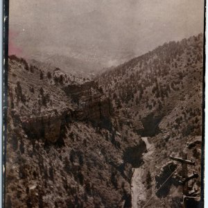 c1900s Manitou Springs, CO Birds Eye RPPC Williams Canyon Road Real Photo A143