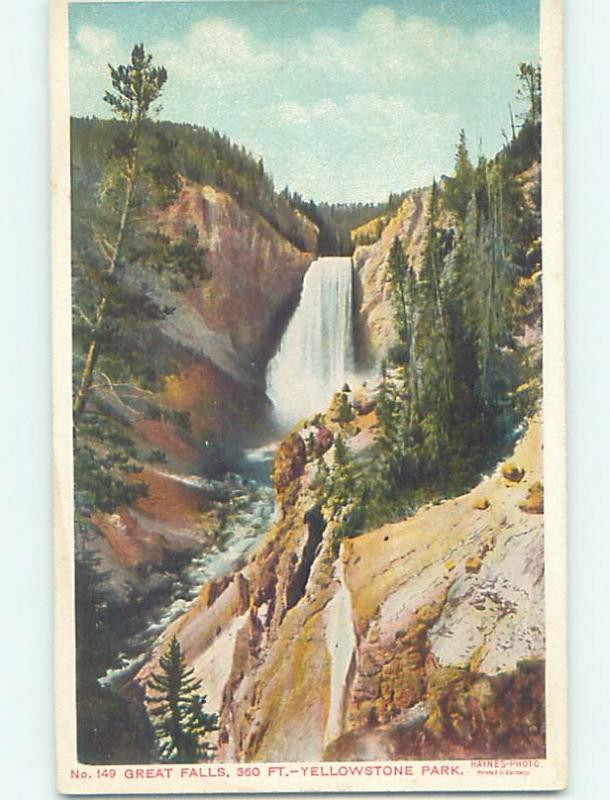 Unused W-Border GREAT FALLS Yellowstone National Park Wyoming WY H2576
