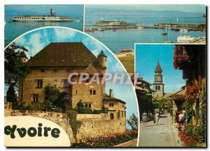 Postcard Modern Haute Savoie Yvoire medieval village flowered and Lake Leman