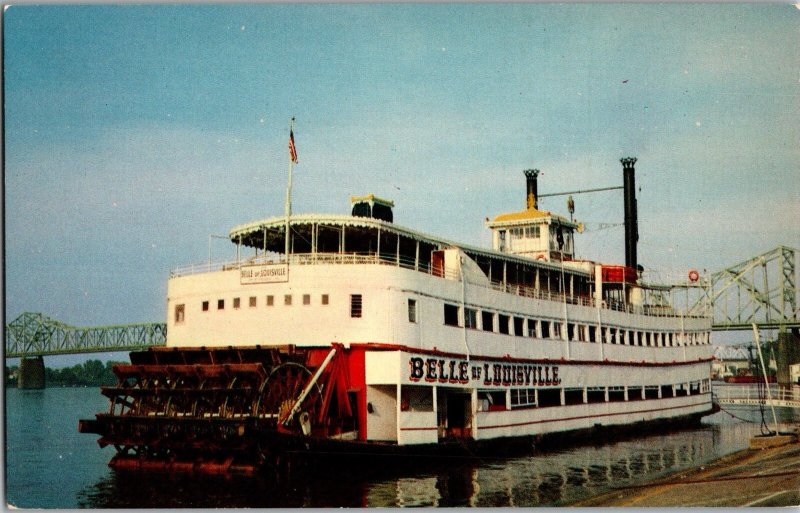 Postcard KY Paddlewheel Boat Belle Of Louisville Mississippi River Ki6