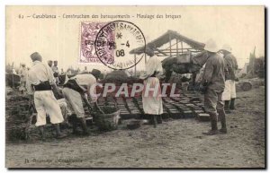 Old Postcard Casablanca Construchion barracks bricks Cast Campaign Marox 1907...