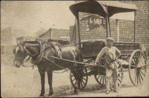American Express Horse Wagon & Driver Earl St. Clair Gas Sign RPPC Hamel dcn