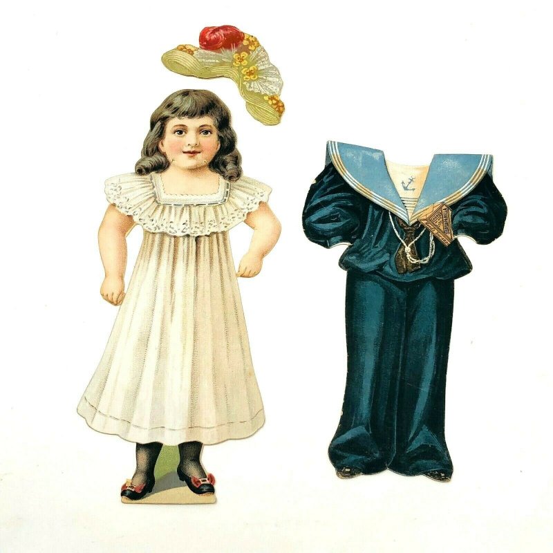 Hoods Sarsaparilla Cure quack medicine trade card paper doll & clothes sailor 